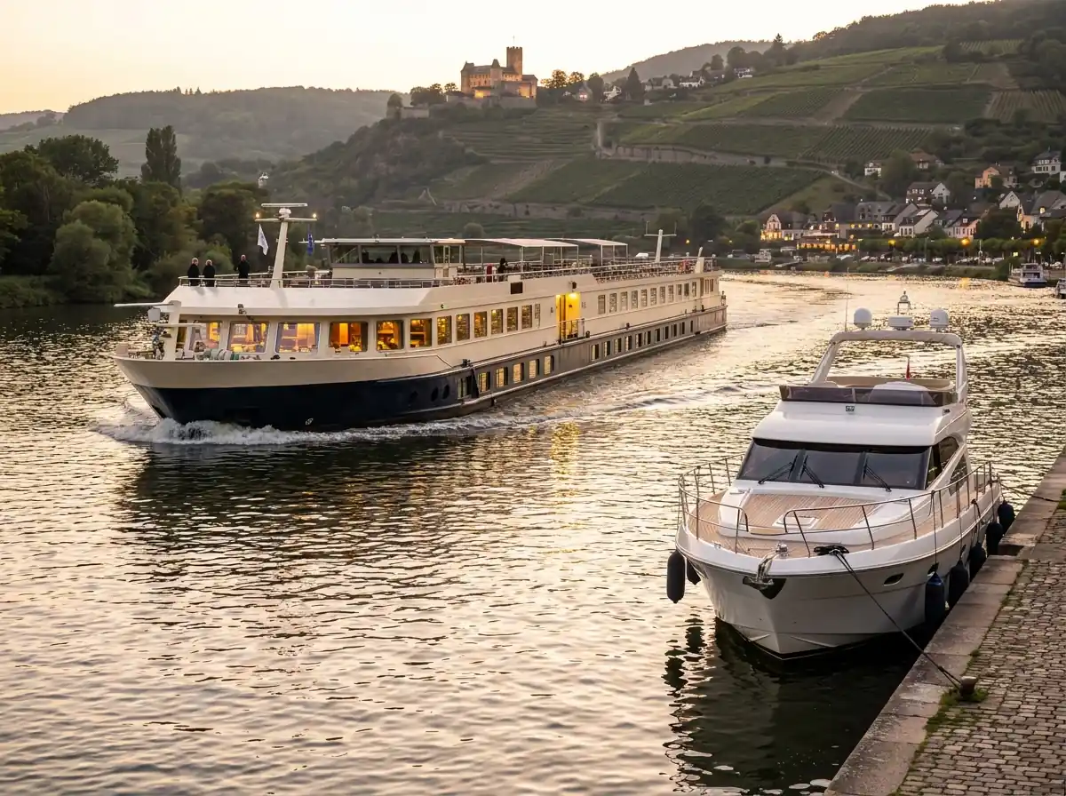 Crewed yacht and river cruise ship available for group charter in Europe